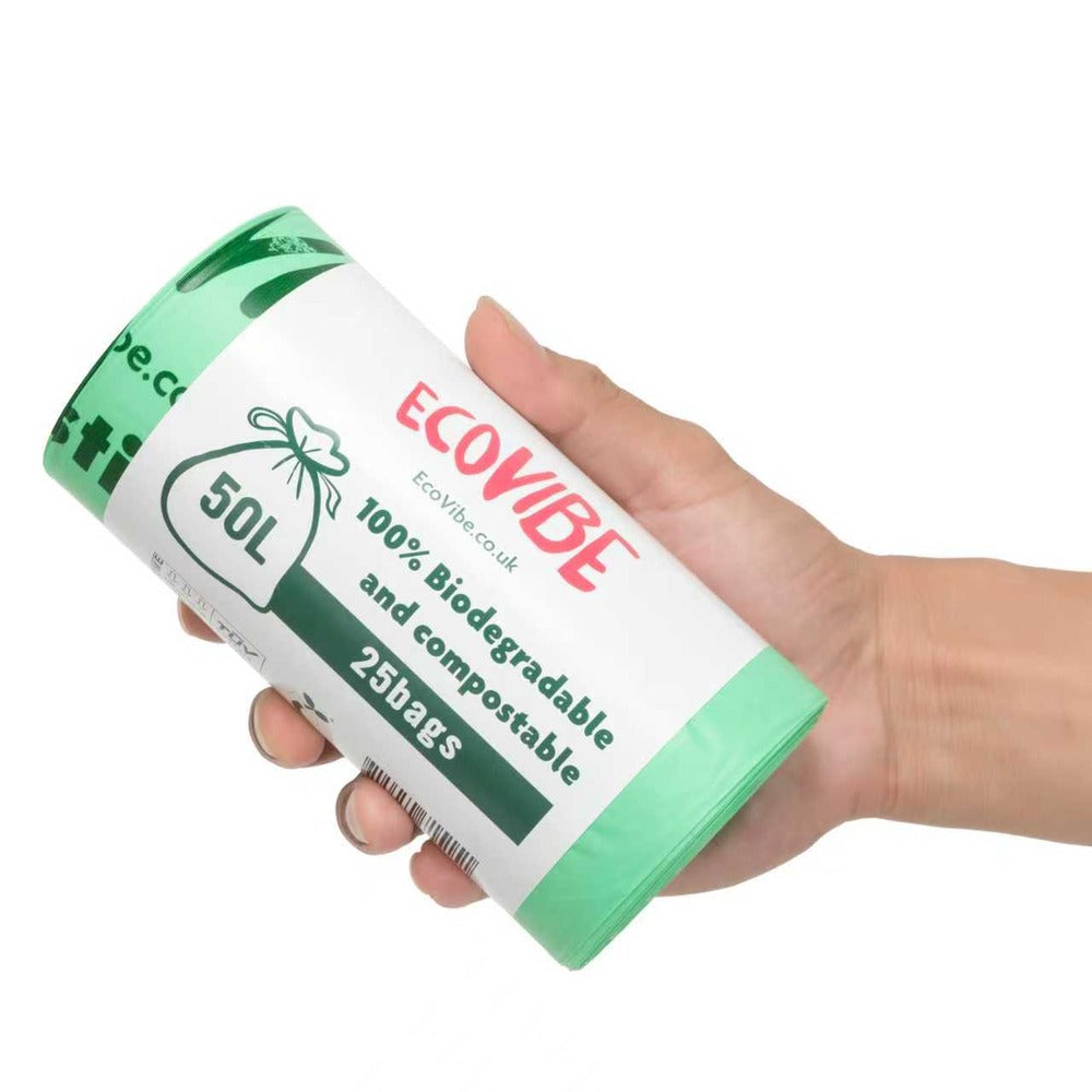 25 Biodegradable Bin Bags - 50 Litre