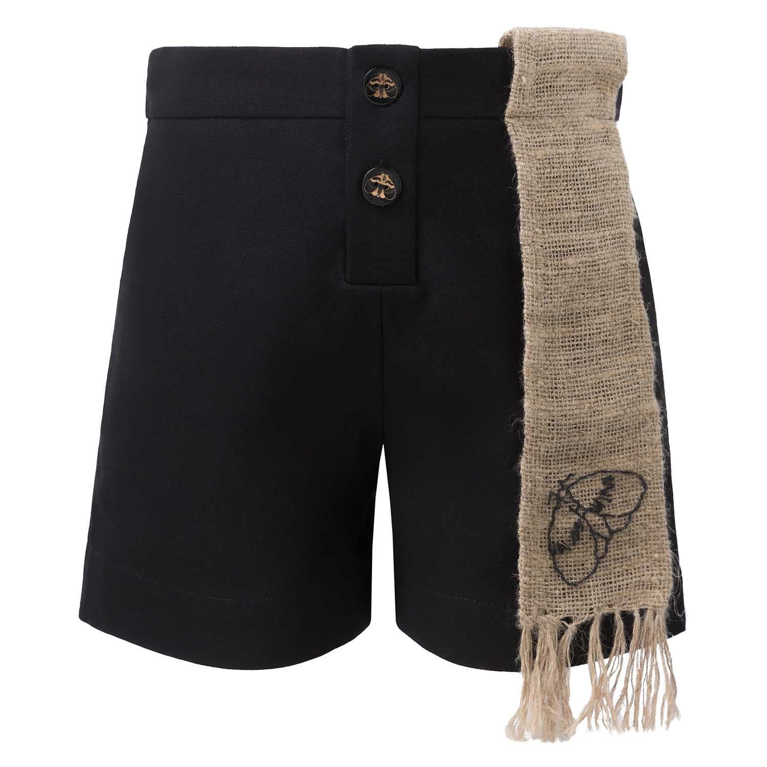 Black Shorts with Hemp Sash