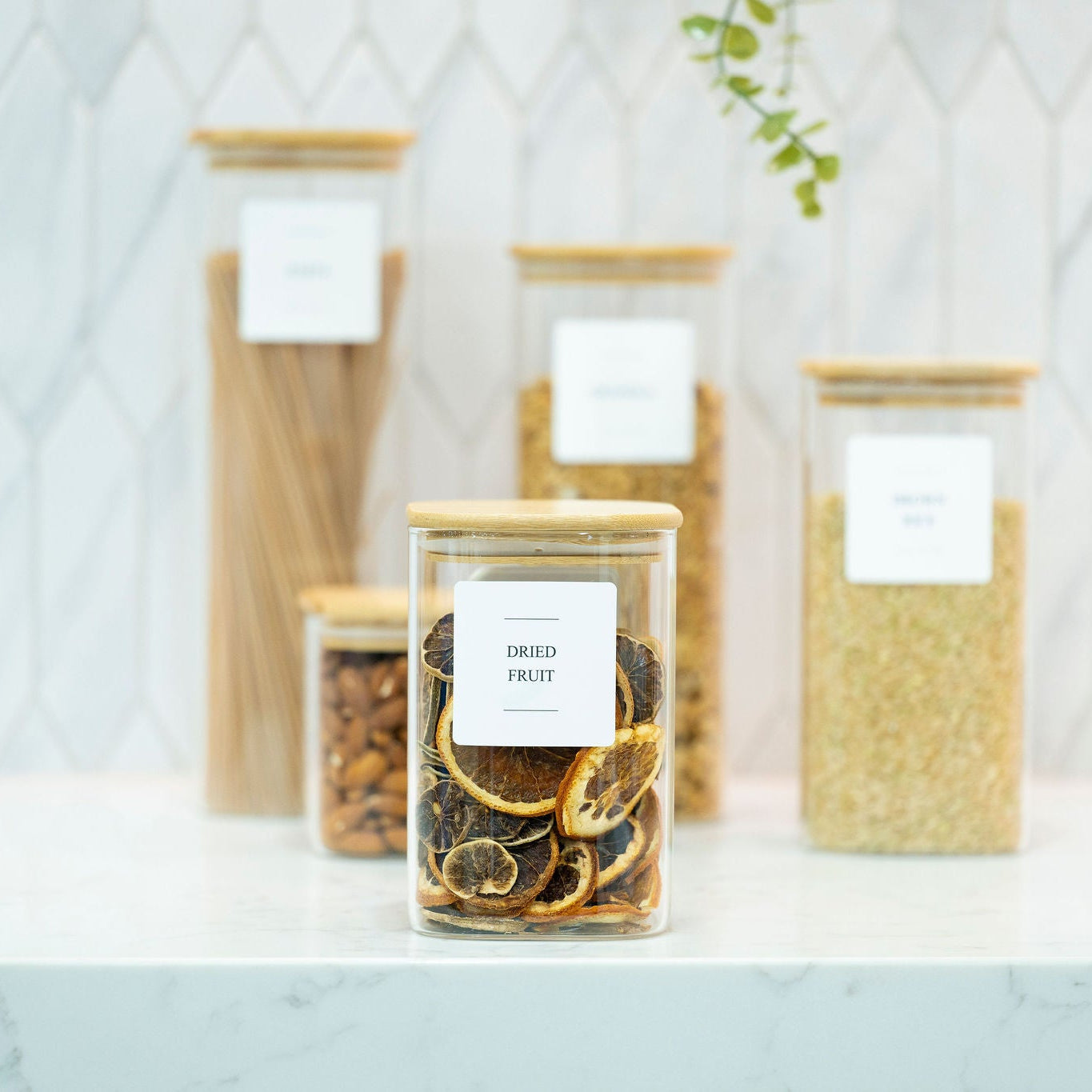 Square Glass Jar with Bamboo Lid – 1100ml
