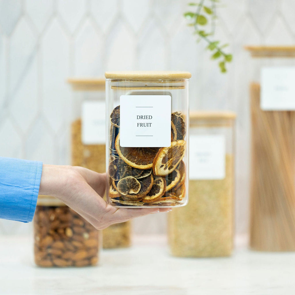 Square Glass Jar with Bamboo Lid – 1100ml