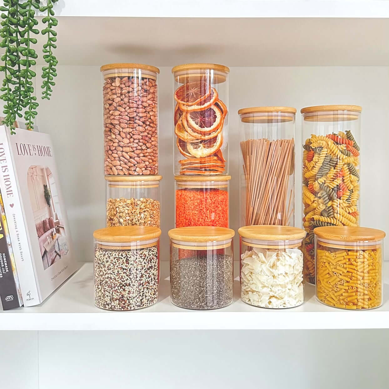 Round Glass Jar with Bamboo Lid - 840ml